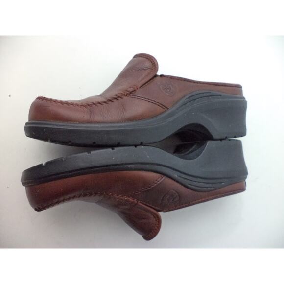 ARIAT EUR 36.5 US 6.5M CORDOVAN BROWN LEATHER CLOG PLATFORM MEDIUM HEEL SHOE - Picture 6 of 7